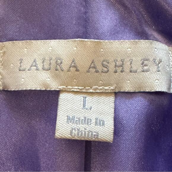 Laura Ashley purple shiny 3/4 sleeve zipper jacket size large L
 b7 - Picture 2 of 5